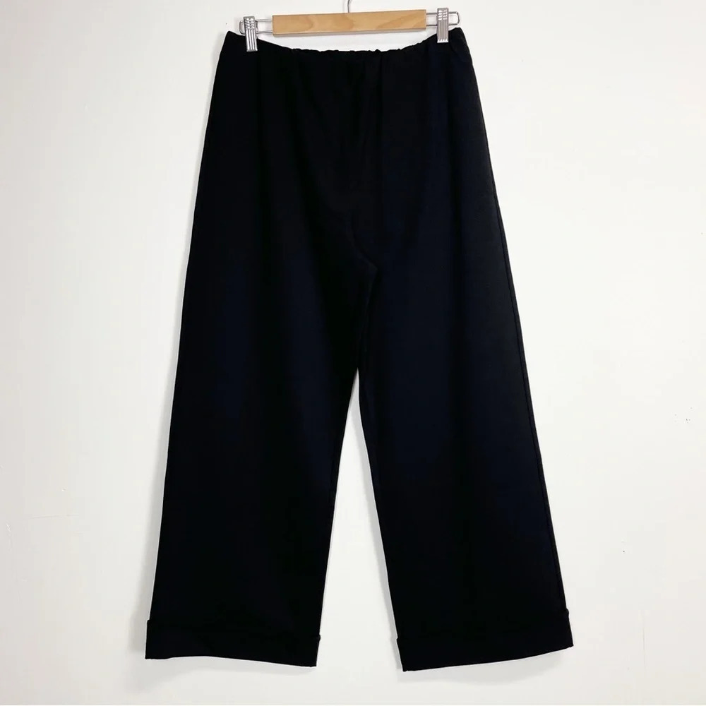 Karakorum Pants Womens XL Black Wide Leg Trouser Dress Pant Pull On Cuffed NWT
